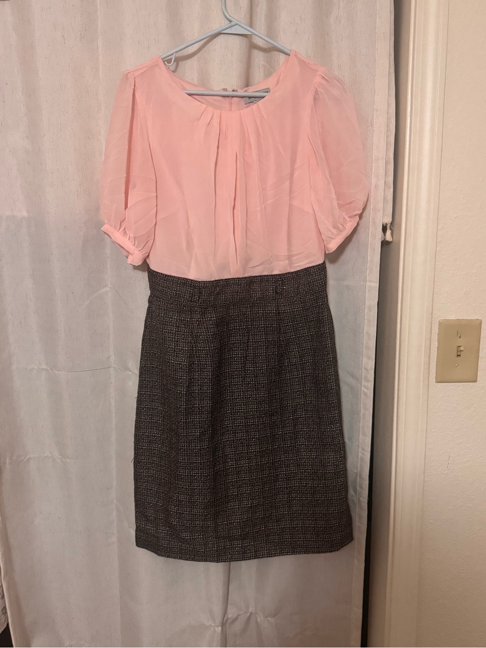 Shelby & Palmer Dress with pink top and grey/black bottom